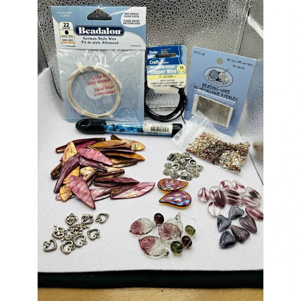 Beadalon Darice Create-A-Craft Mixed Beads & Findings Lot Glass Shell delicas